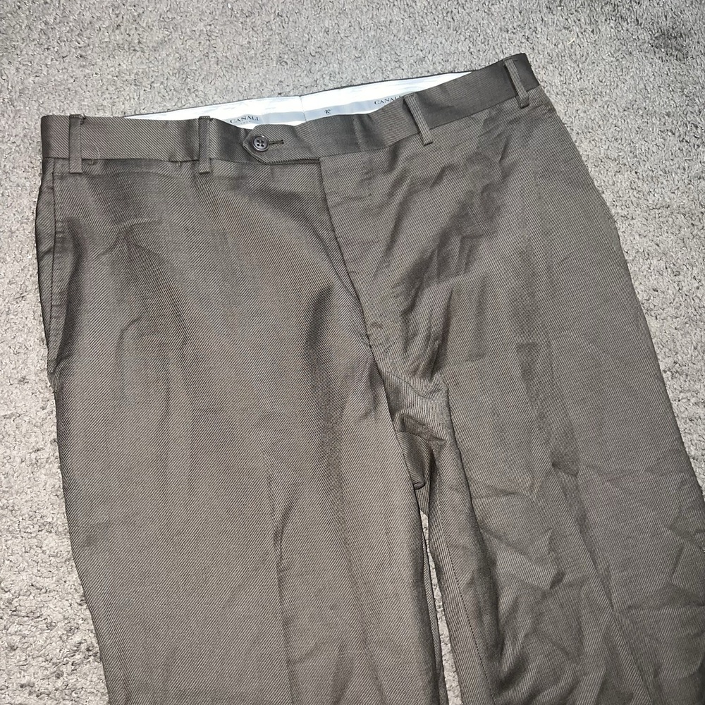 Canali Mens 34x32 Brown Pure Wool Dress Pants Italy